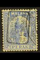 GENERAL ISSUES 12c Ultramarine Of Perak Overprinted With Single Line Chop, SG J197, Superb Used. For More Images, Please - Autres & Non Classés