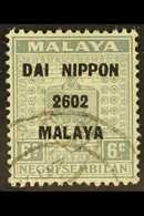 NEGRI SEMBILAN 1942 6c Grey , Variety "stop At Right Omitted", Overprinted "Dai Nippon 2602 Malaya", SG J232b, Very Fine - Other & Unclassified