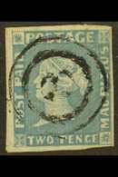 1848-59 2d Blue, Early Impression (position 8), SG 8, Very Fine Used With 4 Margins, Neat Numeral Target Cancellation &  - Maurice (...-1967)