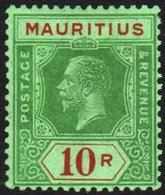 1921-34 10r Green & Red On Emerald, Die II, Wmk Script CA, SG 241, Fine Mint. For More Images, Please Visit Http://www.s - Mauritius (...-1967)