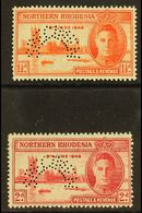 1946 Victory Set Complete, Perforated "Specimen", SG 46s/47s, Very Fine Mint Large Part Og. (2 Stamps) For More Images,  - Nordrhodesien (...-1963)