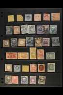 1858 - 1890s UNUSUAL ITEMS. A Single Hagner Page Showing Forgeries, War Of The Pacific Overprints & Other Items (36 Stam - Perú