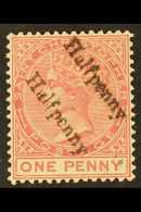 1885 ½d On Half 1d Carmine Rose, Unsevered Pair, SG 23a, Fine Mint.  For More Images, Please Visit Http://www.sandafayre - St.Christopher, Nevis En Anguilla (...-1980)