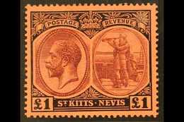 1920-22 £1 Purple And Black On Red, SG 36, Very Fine Mint.  For More Images, Please Visit Http://www.sandafayre.com/item - St.Kitts En Nevis ( 1983-...)