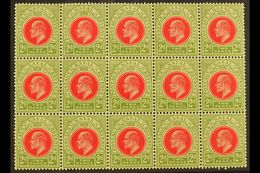 NATAL 1902-03 2d Red & Olive Green, SG 130, BLOCK Of 15 (5 X 3), Never Hinged Mint (15 Stamps) For More Images, Please V - Sin Clasificación