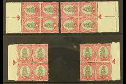 1933-48 1d Grey & Carmine, Wmk Upright, All Four ARROW BLOCKS From Issue 13, SG 56, Mint, Pulled Corner Perf On One Bloc - Ohne Zuordnung