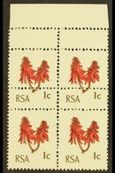 RSA VARIETY 1969 1c Rose-red & Olive-brown, Block Of 4 With EXTRA STRIKE OF COMB PERFORATOR, SG 277, Never Hinged Mint.  - Zonder Classificatie