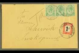 1921 (7 Jun) Env To Swakopmund Bearing ½d Union Strip Of Three Tied By "OMARURU" Cds Cancels, Putzel Type B2 Oc, With "T - South West Africa (1923-1990)