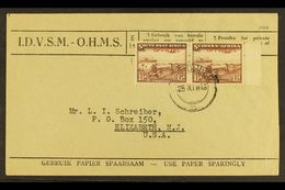 OFFICIALS 1945 - 50 1½d Purple Brown, SG O20, Bi-lingual Pair Superb Used On OHMS Cover To USA. Rare Franking!  For More - Afrique Du Sud-Ouest (1923-1990)