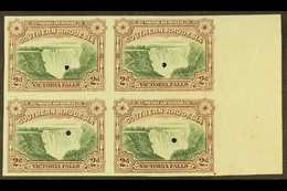 1935-41 VICTORIA FALLS 2d Green And Chocolate (as SG 35) - A Right Marginal IMPERF PROOF BLOCK OF FOUR, Each Stamp With  - Rhodesia Del Sud (...-1964)