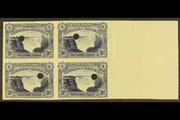 1935-41 VICTORIA FALLS 3d Deep Blue (as SG 35b) - A Right Marginal IMPERF PROOF BLOCK OF FOUR, Each Stamp With Security  - Southern Rhodesia (...-1964)