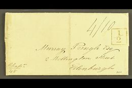 1825 ENTIRE LETTER TO SCOTLAND Rated "4/10" With Boxed "½" On The Front, And With "TRINIDAD" Fluron Of "MR 30 1825" Plus - Trinidad En Tobago (...-1961)