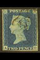 1840 2d Blue 'AD' Plate 2, SG 4, Used With 4 Margins And Lightly Struck Black Maltese Cross Cancellation. For More Image - Other & Unclassified