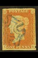 1841 1d Red-brown, SG 8l, 4 Margins And Fine Blue Maltese Cross Cancellation, Small Ink Mark Lower Right Margin. For Mor - Andere & Zonder Classificatie