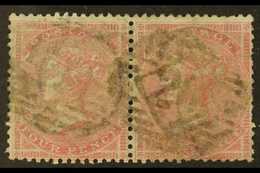 1855-57 4d Pale Carmine, Wmk Small Garter, SG 64, Used Pair Being A Scarce Multiple, Rough Perfs At Right. For More Imag - Sonstige & Ohne Zuordnung