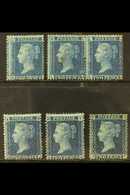 1858-79 2d Blue, Plate 9, Six Unused Examples Incl. A Pair, SG 45, Mixed Condition, Mint Or Unused, Cat.£2100, Useful Fo - Andere & Zonder Classificatie