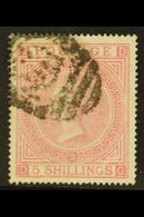 1867-83 5s Pale Rose, Plate 2, Wmk Maltese Cross, SG 127, Used With Neat Part Oval Numeral Cancel. Attractive, Cat £1500 - Andere & Zonder Classificatie