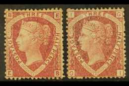 1870 1½d Red Plates 1 & 3, Wmk Crown CC, SG 51/2, Unused Without Gum, Cat £1275 (2 Stamps) For More Images, Please Visit - Andere & Zonder Classificatie