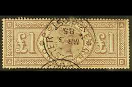1884 (wmk Imperial Crowns) £1 Brown-lilac, SG 185, Very Fine Used By Lovely 1885 Manchester/York St Cds. A Gem! For More - Autres & Non Classés