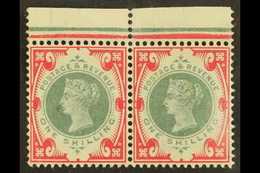 1900 1s Green And Carmine, SG 214, Never Hinged Mint Horizontal Pair, Stamp At Left With Vertical Crease. For More Image - Other & Unclassified