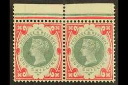 1900 1s Green And Carmine, SG 214, Never Hinged Mint Horizontal Pair, Stamp At Left With Vertical Crease. For More Image - Autres & Non Classés