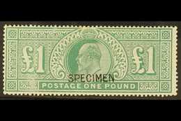 1902-10 £1 Dull Blue Green Opt'd With A Type 16 "SPECIMEN" Overprint, Lightly Hinged Mint For More Images, Please Visit  - Zonder Classificatie