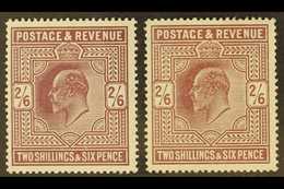 1911-13 2s6d Perf 14, Somerset House Printing On Ordinary Paper, SG315/317, Two Different Specialised Shades (dull Reddi - Ohne Zuordnung