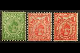 1912 ½d Green, 1d Scarlet, 1d Bright Scarlet, Booklet Stamps, Wmk Royal Cypher Inverted, SG 335Wi/337Wi, Never Hinged Mi - Non Classés