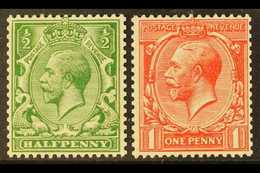 1913 ½d Bright Green & 1d Dull Scarlet, Wmk Multiple Royal Cypher, SG 397/8, Never Hinged Mint, Good Perfs (2). For More - Non Classificati