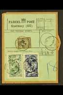 1913 10s Indigo "Seahorse" , £1 Dull Blue Green "Seahorse" & An 8d Black/yellow Definitive Tied To A Complete Guernsey P - Zonder Classificatie