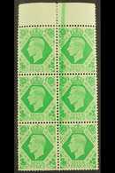 1937-47 7d Emerald-green, Block Of 6 With LARGE GREEN INK FLAW In Top Margin And Down Three Stamps, SG 471, Hinged In Ma - Unclassified