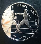 VANUATU 50 VATU 1988 SILVER PROOF "Olympics Games 1988" Free Shipping Via Registered Air Mail - Vanuatu