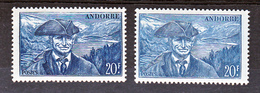 Andorre 115 Variété Bleu Vif Et  Bleu Gris Viguier Neuf * * TB MNH Sin Charnela - Neufs