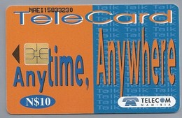 NA.- TELECARD. Any Time Anywhere. TELECOM NAMIBIA. N$10. Namibië. 2 Scans - Namibie