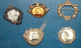 Lot De 5 BROCHES Porte Photo,avec Photo (4),sans Photo(1).Dans Leur Jus - Brooches