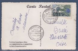 = Carte Postale 1er Jour 40è Anniversaire Armistice Compiègne Rothondes 11.11.58 N°1179 Dale Commémorative Du Carrefour - 1950-1959