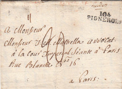 France Italia Dept Conquis Po Entier 104 PIGNEROLA Sardinia Pour Paris 1813 (q5) - 1792-1815: Départements Conquis