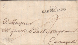 France Italia Dept Conquis Stura Entier 105 SAVIGLIANO Sardinia Pour Carmagnola Torino 1809 (q8) - 1792-1815: Conquered Departments