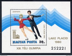 HUNGARY 1979 Winter Olympics Block MNH / **.  Michel Block 140 - Blokken & Velletjes