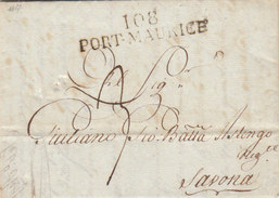 France Italia Dept Conquis Montenotte Entier 108 PORT-MAURICE Liguria Pour Savona 1817, Late Use (q18) - 1792-1815 : Departamentos Conquistados