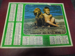 CALENDRIER 1976 POSTES PTT - Garçon Et Chien Cocker Puis Oiseau Rossignol - Oller - Plan De L'Orne (61) - Grand Format : 1971-80