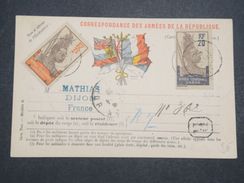 GABON - Carte De Franchise Militaire De Port Gentil Pour Dijon En 1920 -  L 10526 - Briefe U. Dokumente