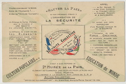 Carte Pacifiste Sauvez La Paix Pdt Lebrun, Roosevelt Securité Collective Bourg La Reine - Political Parties & Elections