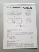 Renault Caravelle 1100 S 1967 SCHEDA TECNICA Depliant Brochure Originale Auto - Genuine Car Brochure - Engines