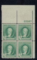 Sc#884-885-886-887 1-, 2-, 3-, 5-cent Painters Famous Americans Issue, Plate # Block Of 4 MNH Stamps - Plate Blocks & Sheetlets