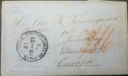 L) 1861 BRAZIL, 24DEC, GENERAL MAIL OF THE COURT, BRAZIL TO DENEMARK WHIT HAMBURG RECEPTION, RARE DESTINATION XF - Storia Postale