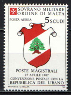 SMOM - 1988 - CONVENZIONE POSTALE CON LA REPUBBLICA DEL LIBANO - NUOVO MNH - Sovrano Militare Ordine Di Malta