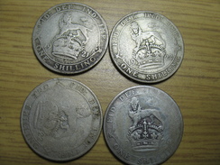 GREAT BRITAIN UK  4 COINS 1 ONE SHILLING SILVER 1921 2 1922  1926 . LOT 2017/2 NUM 4 - I. 1 Shilling