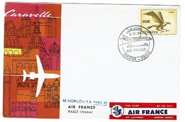 435 Oblitération Paris   Aviation  1959 Ankara Air Mail Label Vignette  Caravelle Air France - 1960-.... Lettres & Documents