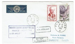 413 Oblitération Paris  Plm Avion B   1960n Papeete Air Mail Label  Air France - 1960-.... Lettres & Documents